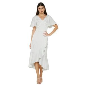 NWT Amylynn White Pleated Wrap Dress Women Medium